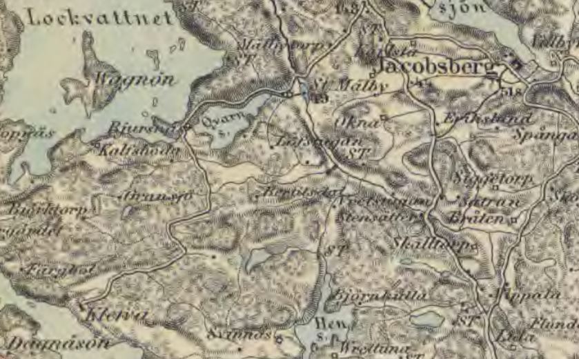 Lövstugan Björnlunda på Generalstabskartan 1872